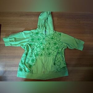 Y2K Lime Green Lime Shorter-Sleeved Hoodie Sweatshirt, Size 3X